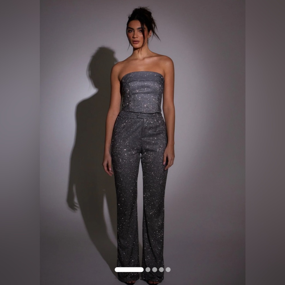Elegant Strapless Gray Jumpsuit